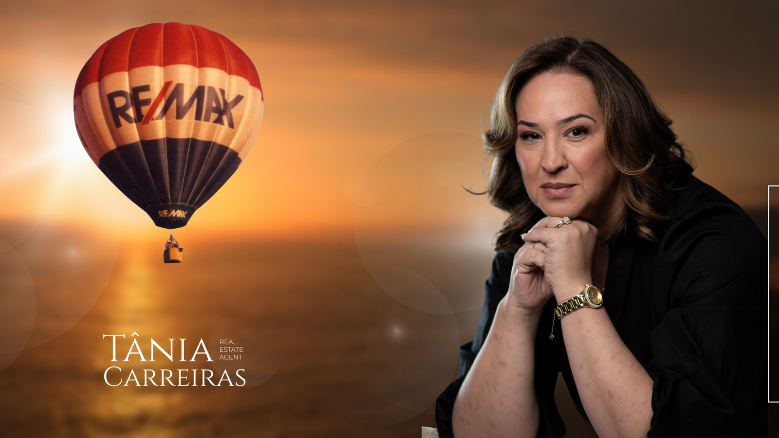 Tania Carreiras, por do sol balão da Remax voando para o céu